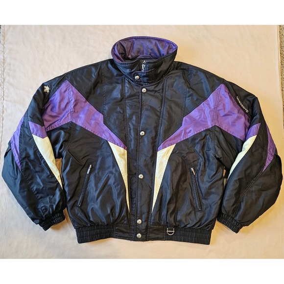 Descente Mens XXL Puffer Ski Jacket Purple Gold Black Gore-Tex Vintage - Picture 1 of 16